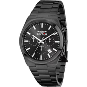 Sector C300 R3273301005 - cassa e bracciale acciaio nero - quadrante nero con cronografo e datario